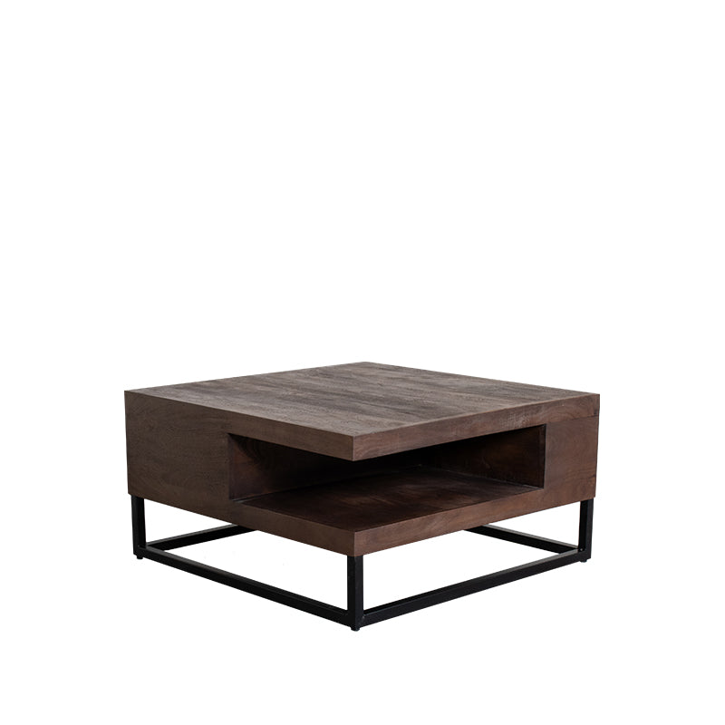 Label51 - Table basse Cube - Bois de manguier - Espresso - 80 x 80 x 40 cm