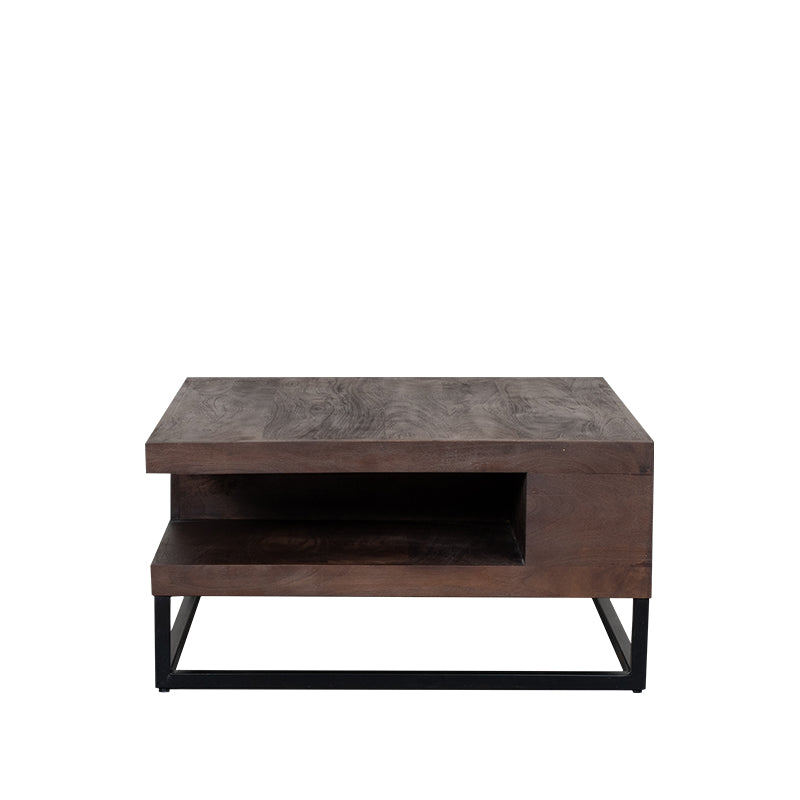 Label51 - Table basse Cube - Bois de manguier - Espresso - 80 x 80 x 40 cm