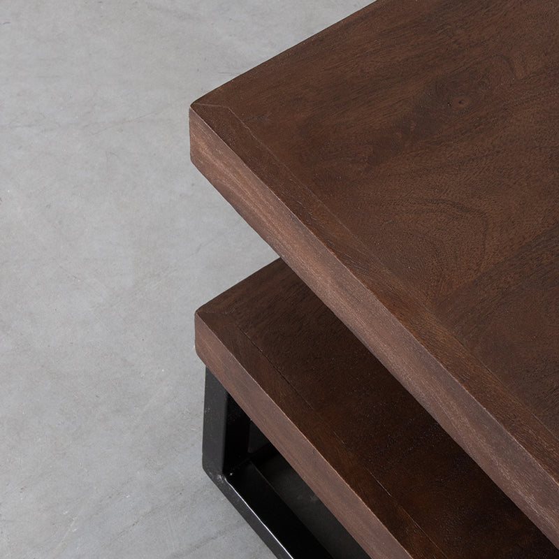 Label51 - Table basse Cube - Bois de manguier - Espresso - 80 x 80 x 40 cm