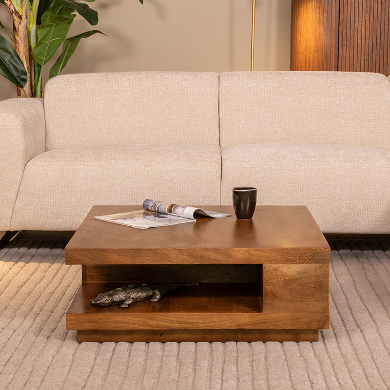 Label51 - Table basse carrée - Bois de manguier - Naturel - 80 x 80 x 30 cm