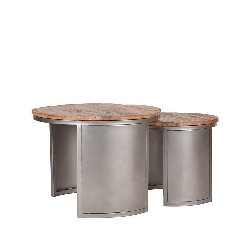 Label51 - Set de tables basses Bunch - Bois de manguier - 60 x 60 x 45 cm