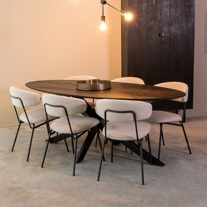 Label51 - Eettafel James - Mangohout - Zwart - 210 x 100 x 76 cm