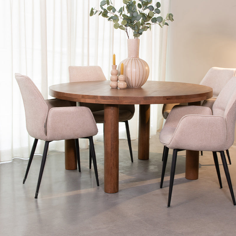 Label51 - Eettafel Elly - Mangohout - Naturel - 140 x 140 x 75 cm