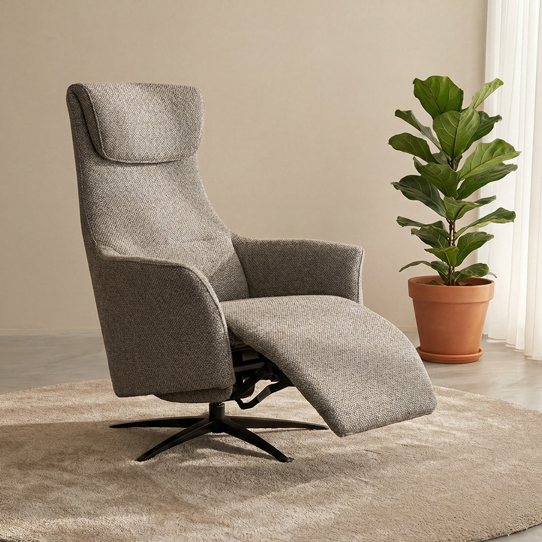 Label51 - Fauteuil relax électrique Lund - Bouclé - Champignon - 74 x 83 x 112 cm