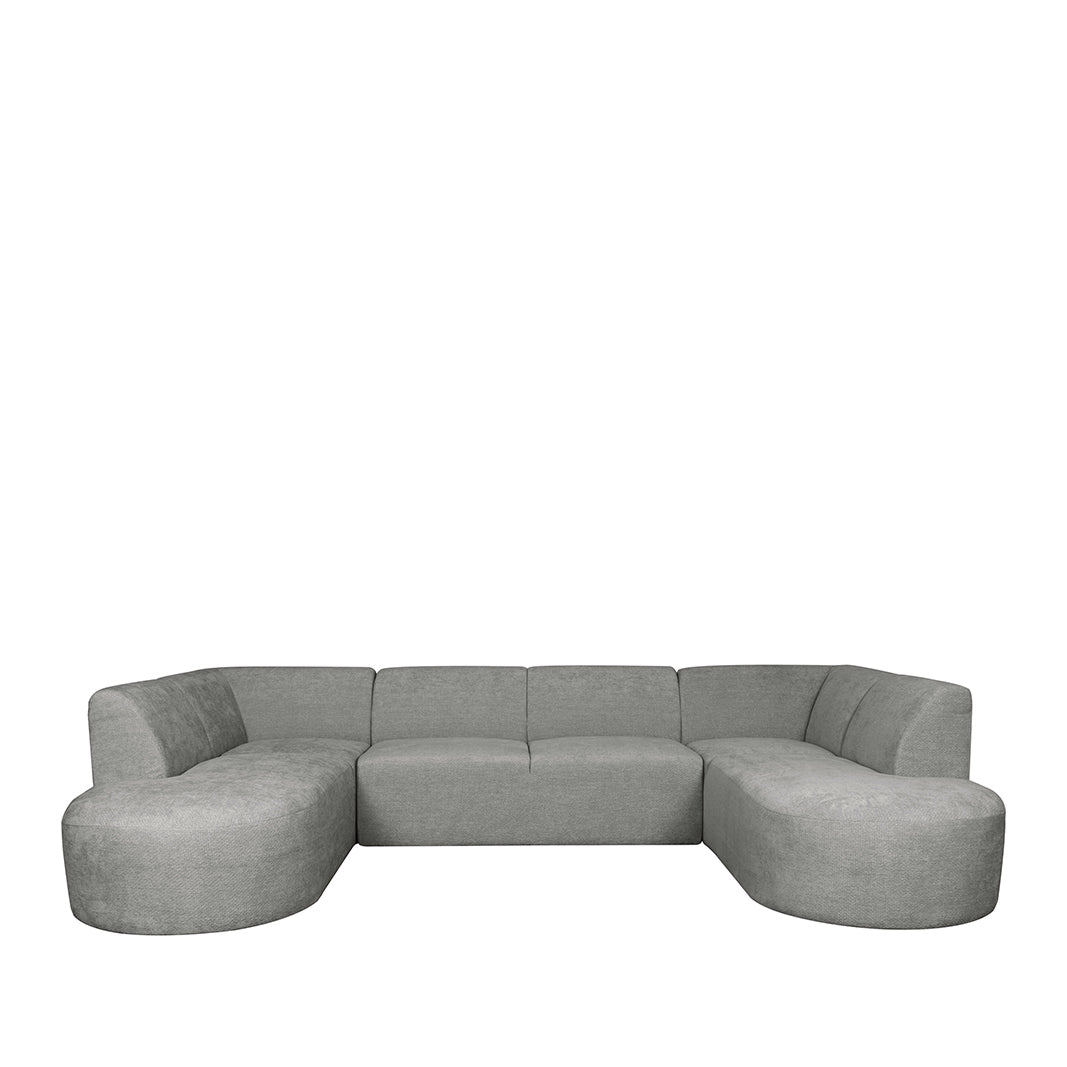 Label51 - U-bank Espen - Stof - Steengrijs - 332 x 223 x 79 cm