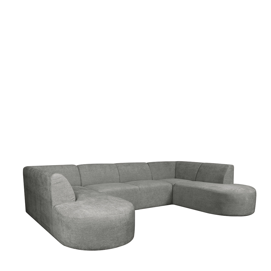 Label51 - U-bank Espen - Stof - Steengrijs - 332 x 223 x 79 cm
