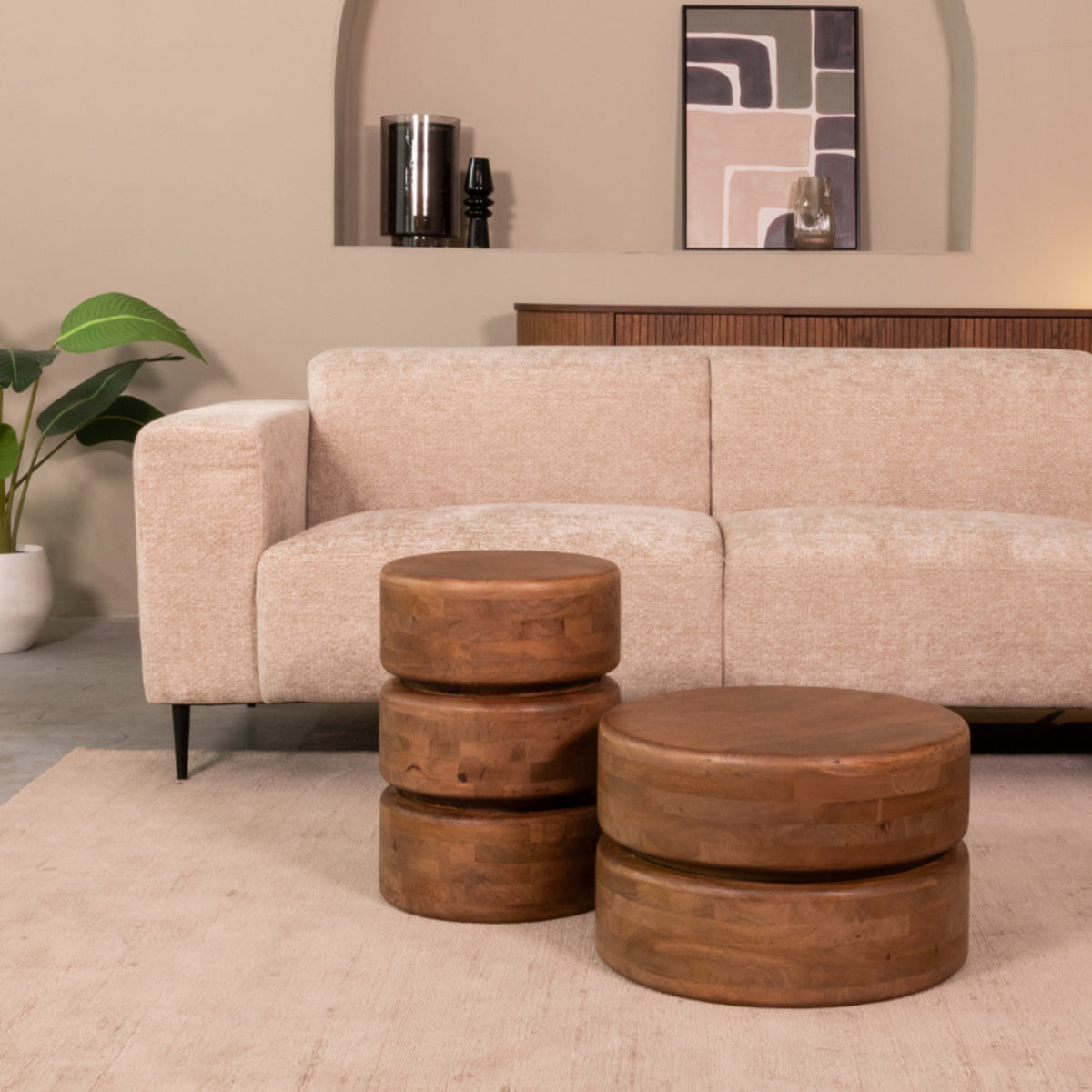 Label51 - Table d'appoint Milly - Bois de manguier - Naturel - 35 x 35 x 47 cm