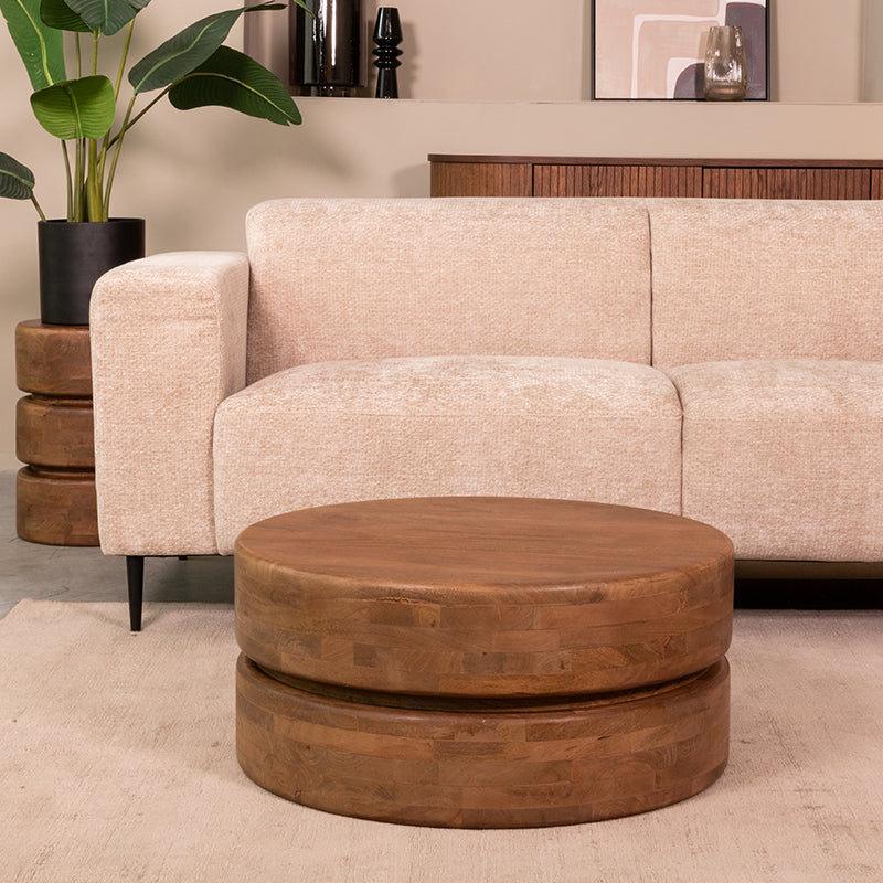 Label51 - Table basse Milly - Bois de manguier - Naturel - 70 x 70 x 31 cm