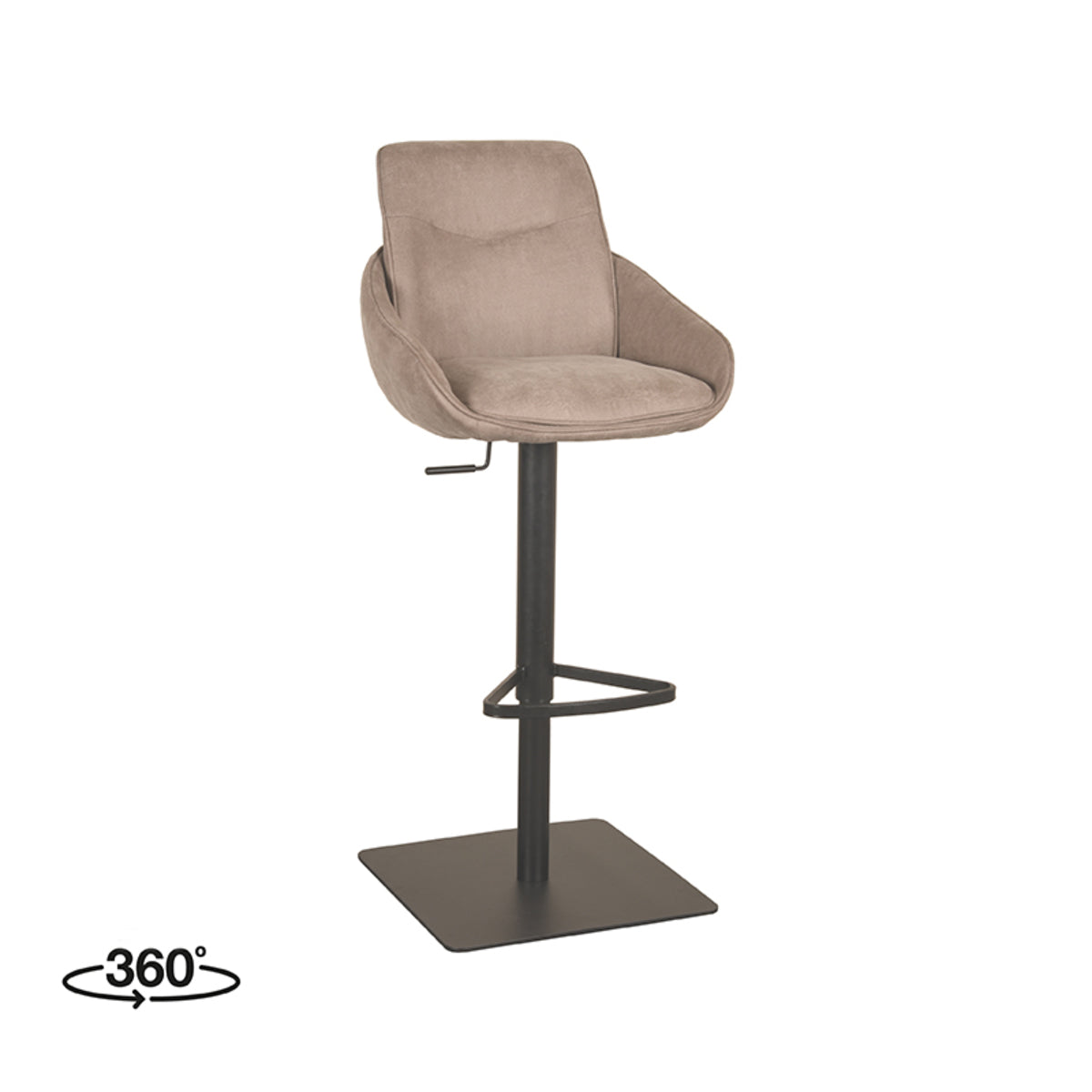 Label51 - Tabouret de bar Beauty - Microsuède - Taupe - 52 x 59 x 89-113 cm