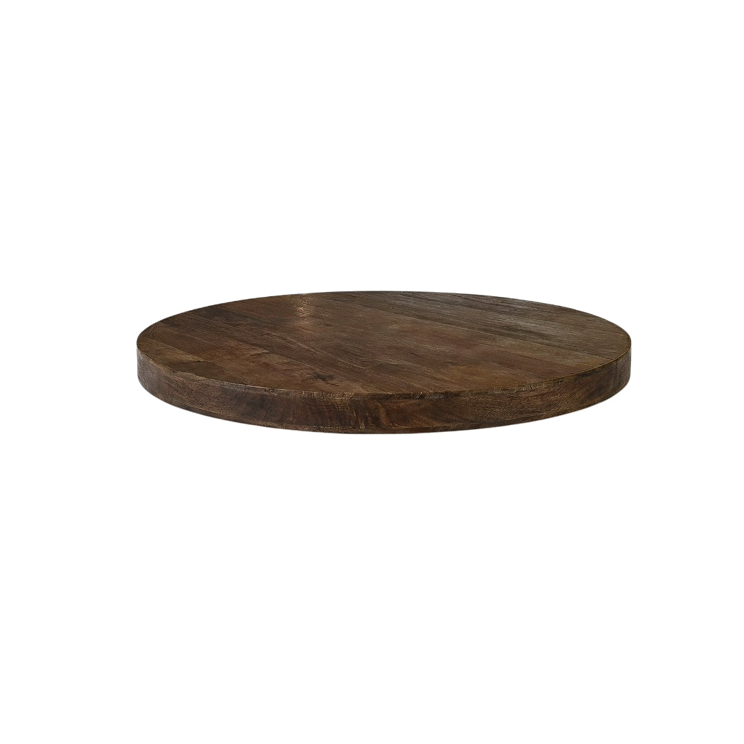 Label51 - Plateau de table rond bord droit - Bois de manguier - Espresso - 110 x 110 cm