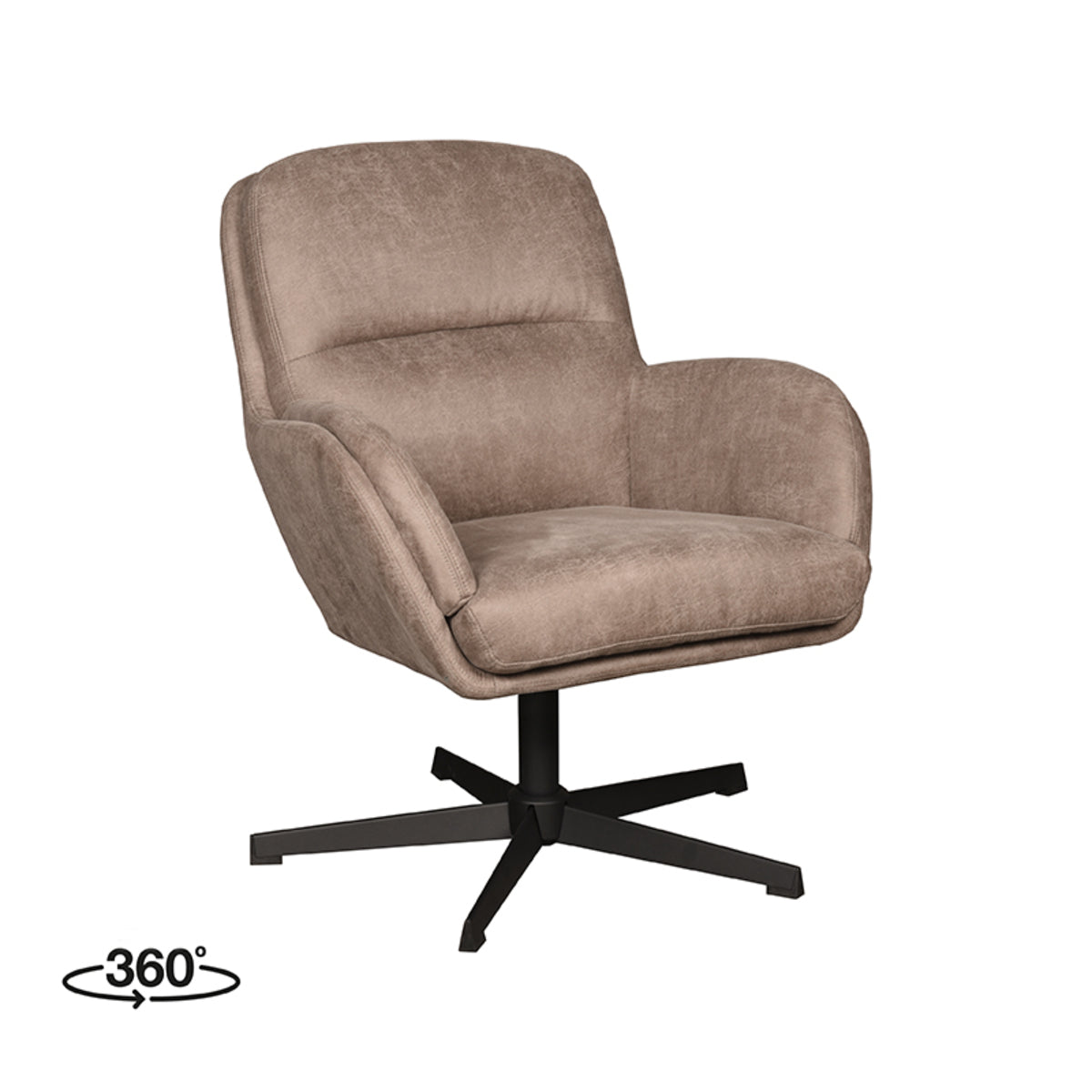 Label51 - Draaifauteuil Moss - Microsuède - Taupe - 70 x 77 x 90 cm