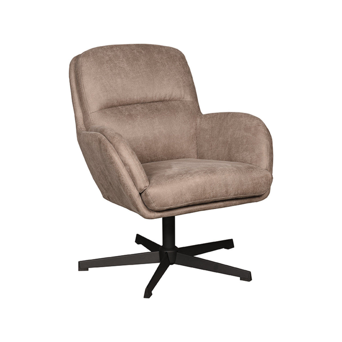 Label51 - Draaifauteuil Moss - Microsuède - Taupe - 70 x 77 x 90 cm
