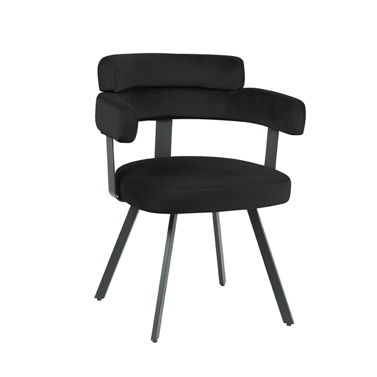 Label51 - Eetkamerstoel Bardio - Velours - Zwart - 62 x 57 x 79 cm