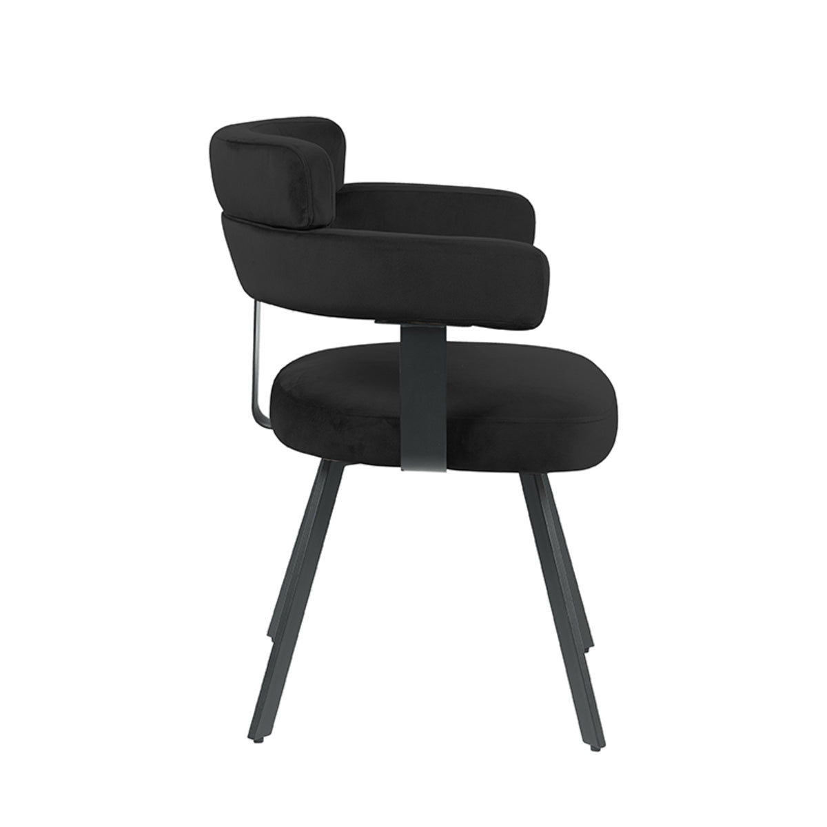 Label51 - Eetkamerstoel Bardio - Velours - Zwart - 62 x 57 x 79 cm