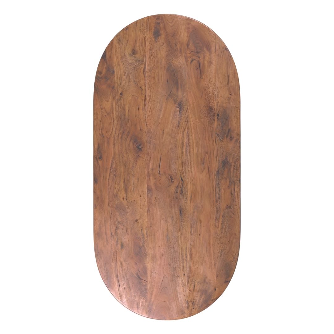 Label51 - Plateau de table demi-cercle bord droit - Bois de manguier - Naturel - 240 x 100 cm