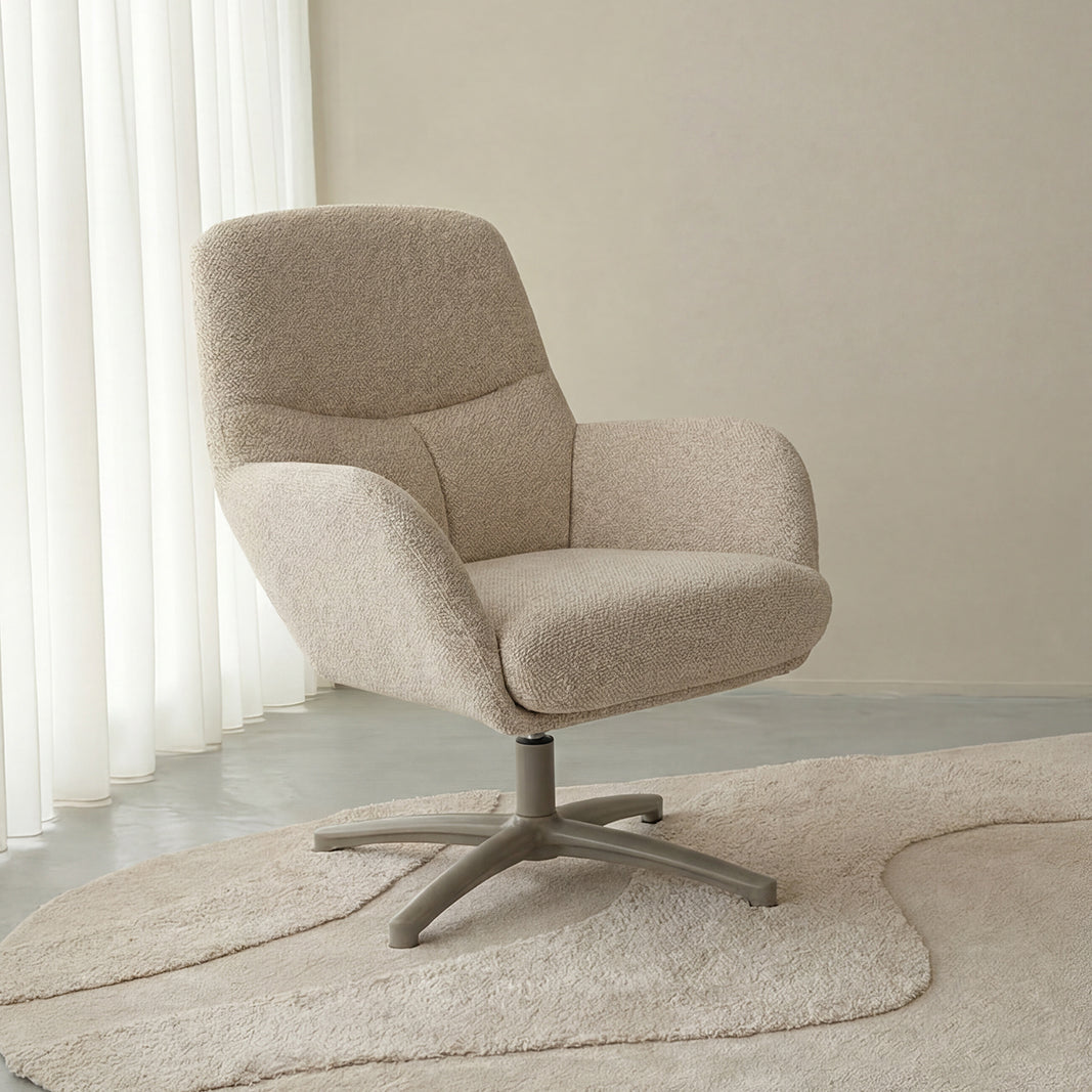 Label51 - Fauteuil pivotant Chill Zone - Bouclé - Naturel - 68 x 73 x 90 cm