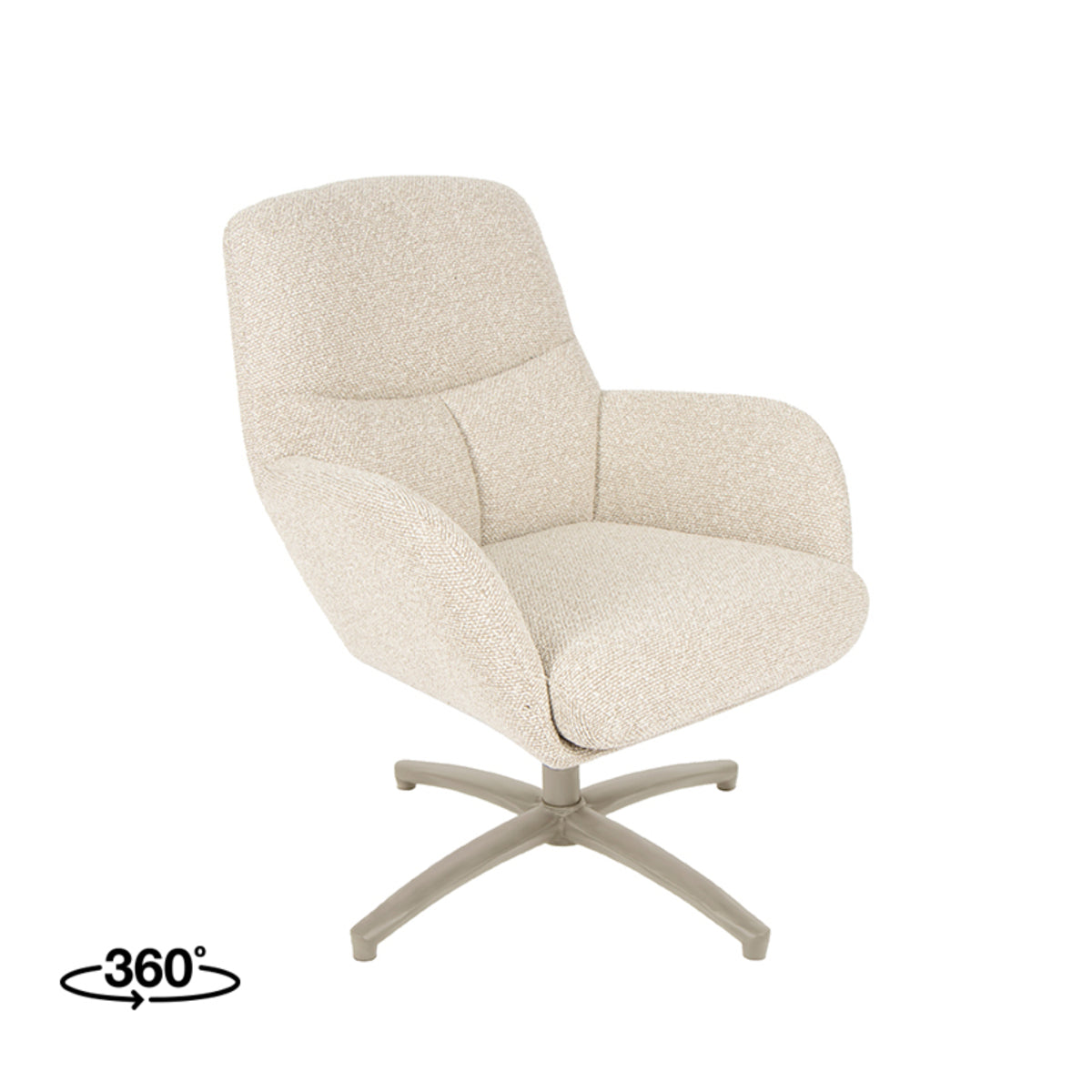 Label51 - Fauteuil pivotant Chill Zone - Bouclé - Naturel - 68 x 73 x 90 cm