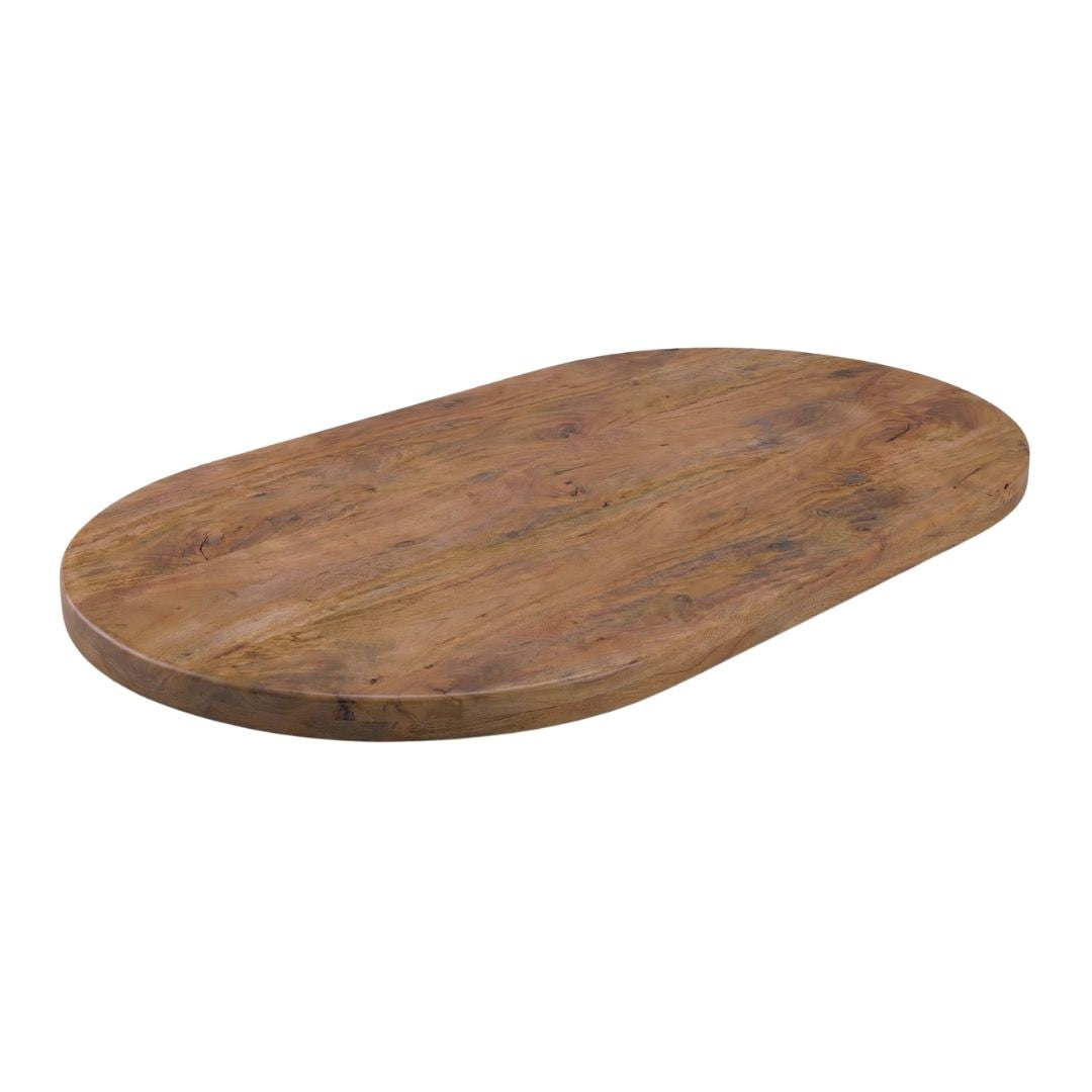 Label51 - Tafelblad Halve Cirkel Rechte Rand - Mangohout - Naturel - 220 x 100 cm