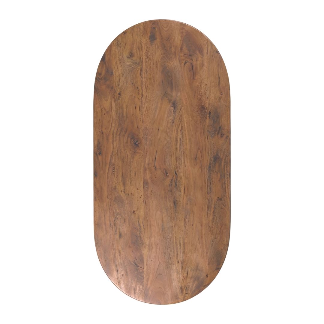 Label51 - Tafelblad Halve Cirkel Rechte Rand - Mangohout - Naturel - 220 x 100 cm
