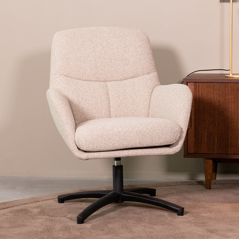Label51 - Fauteuil pivotant Chill Zone - Bouclé - Naturel - 68 x 73 x 90 cm