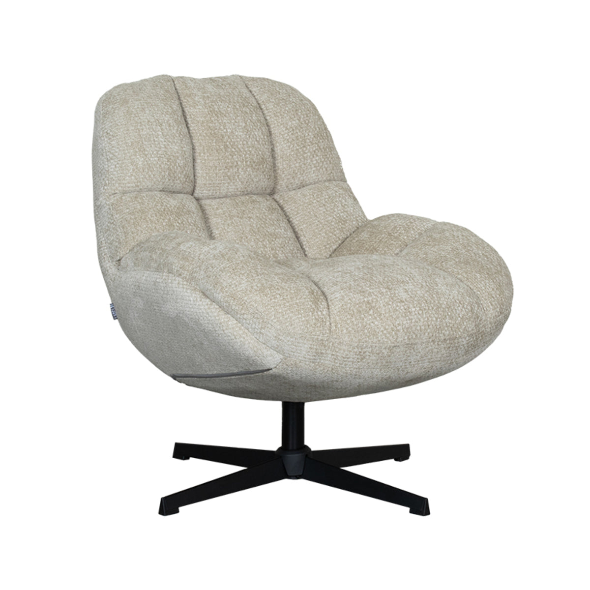 Label51 - Fauteuil pivotant Huxley - Tissu - Champignon - 76 x 86 x 92 cm