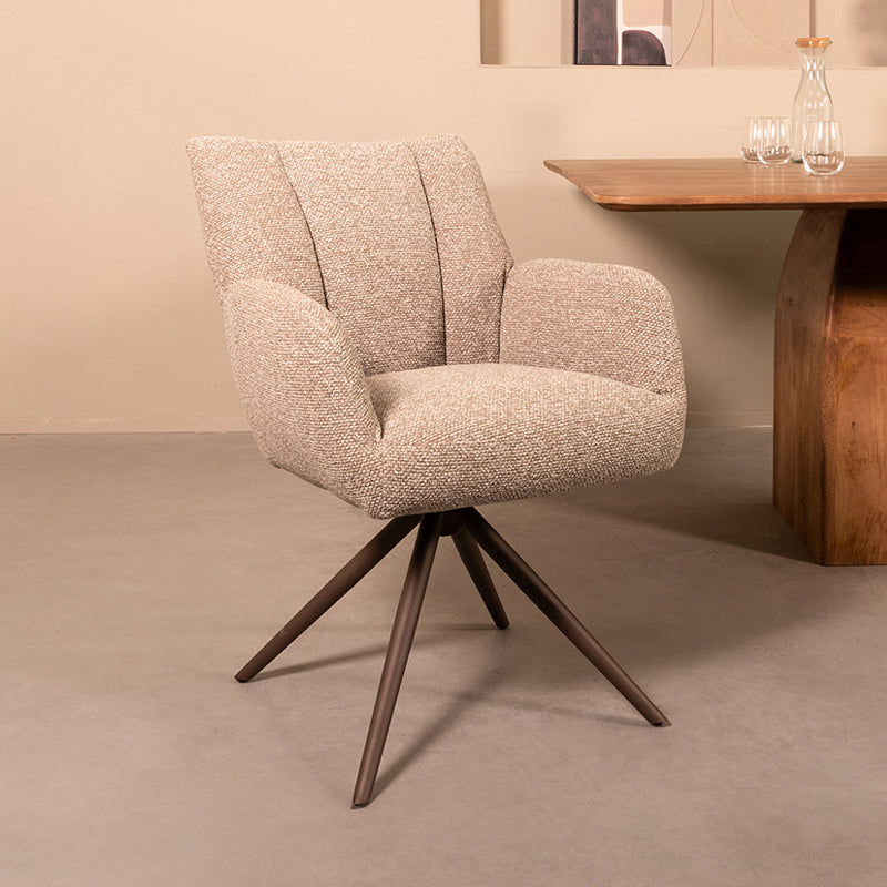 Label51 - Chaise de salle à manger Padua - Bouclé - Champignon - 65 x 66 x 86 cm