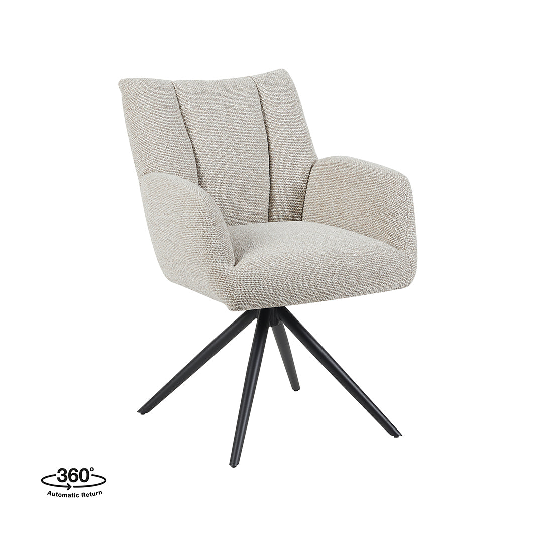 Label51 - Eetkamerstoel Padua - Bouclé - Naturel - 65 x 66 x 86 cm