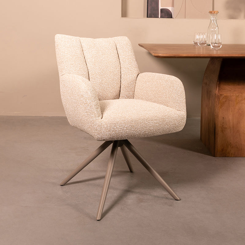 Label51 - Eetkamerstoel Padua - Bouclé - Naturel - 65 x 66 x 86 cm