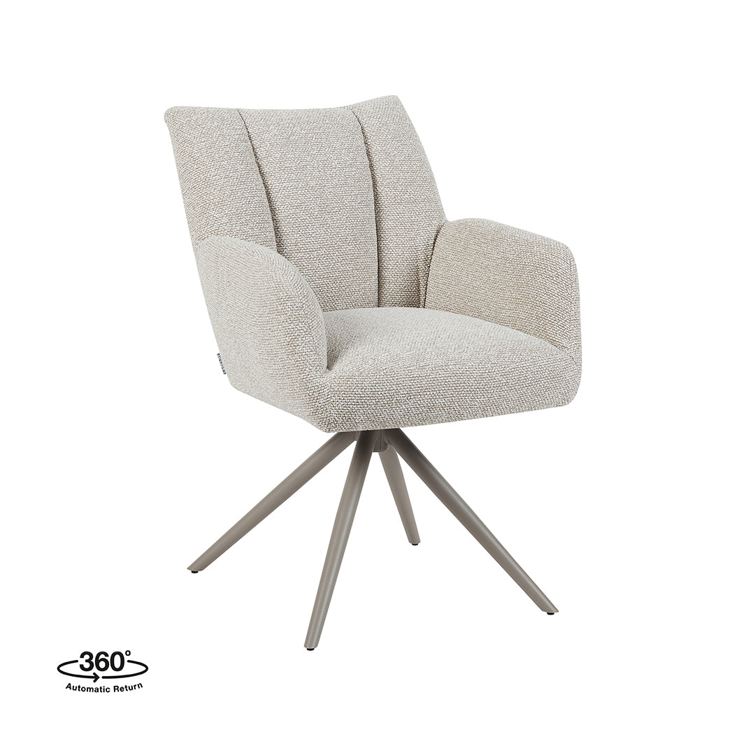 Label51 - Eetkamerstoel Padua - Bouclé - Naturel - 65 x 66 x 86 cm