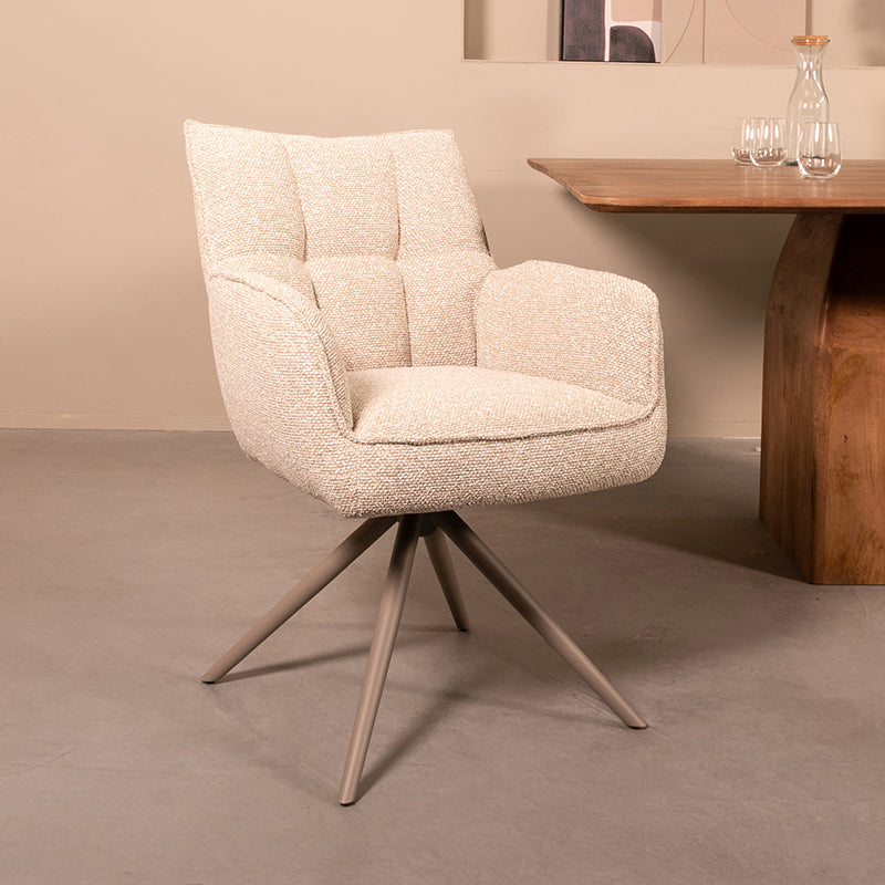 Label51 - Chaise de salle à manger Amalfi - Bouclé - Naturel - 65 x 66 x 86 cm