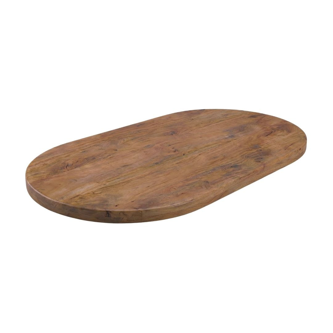 Label51 - Plateau de table demi-cercle bord droit - Bois de manguier - Naturel - 200 x 100 cm