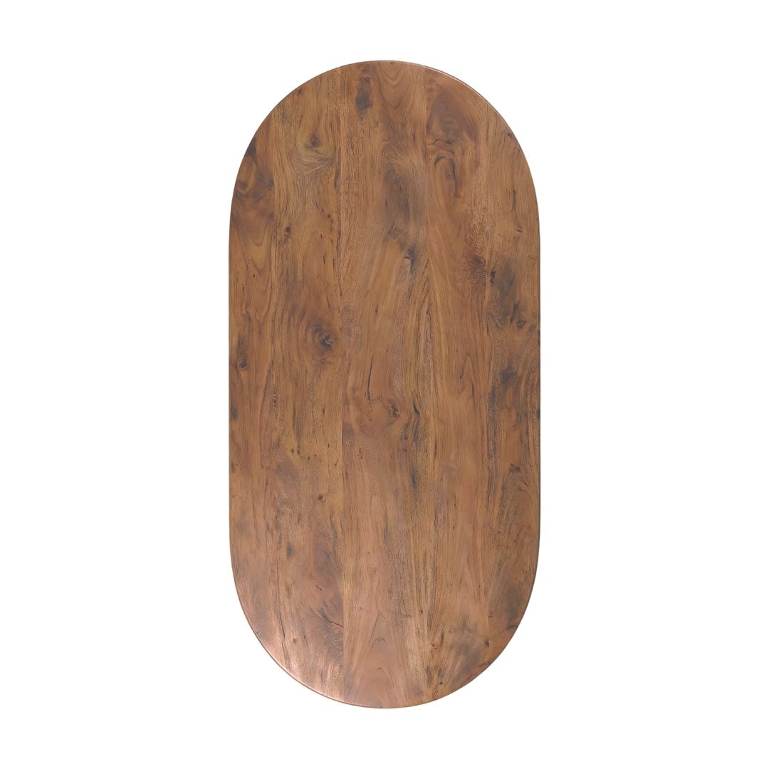 Label51 - Plateau de table demi-cercle bord droit - Bois de manguier - Naturel - 200 x 100 cm