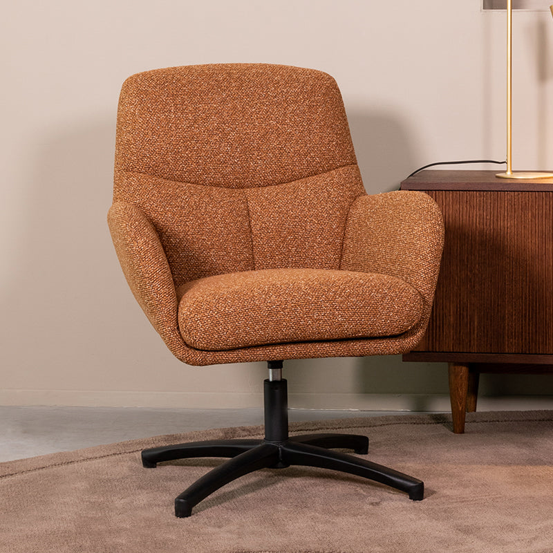 Label51 - Fauteuil pivotant Chill Zone - Bouclé - Corail - 68 x 73 x 90 cm