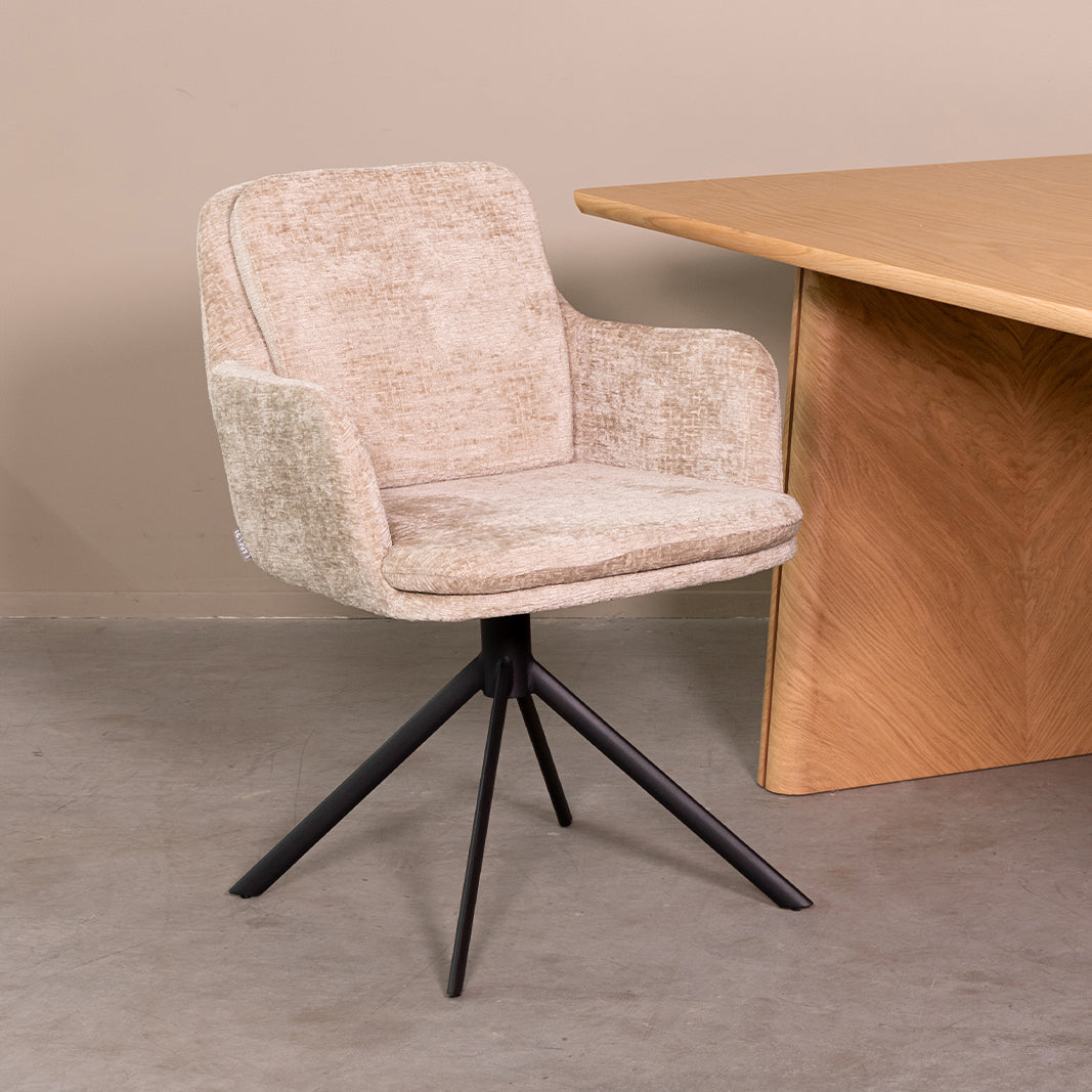 LABEL51 Chaise de salle à manger Joy - Beige - Velours