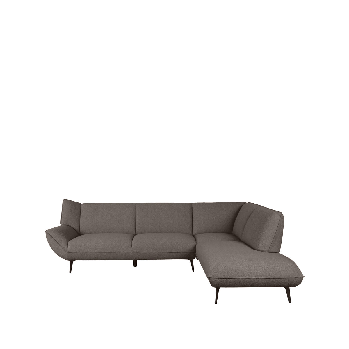 Label51 - Canapé d'angle Pesaro droite - Bouclé - Marron - 274 x 203 x 82 cm