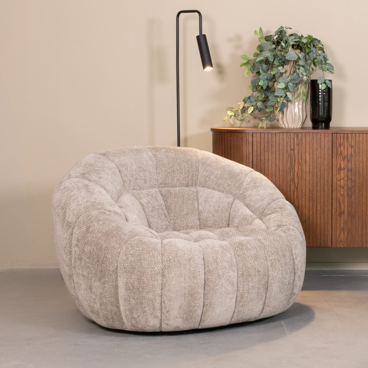 Label51 - Fauteuil pivotant Cloud - Tissu - Gris pierre - 115 x 104 x 80 cm