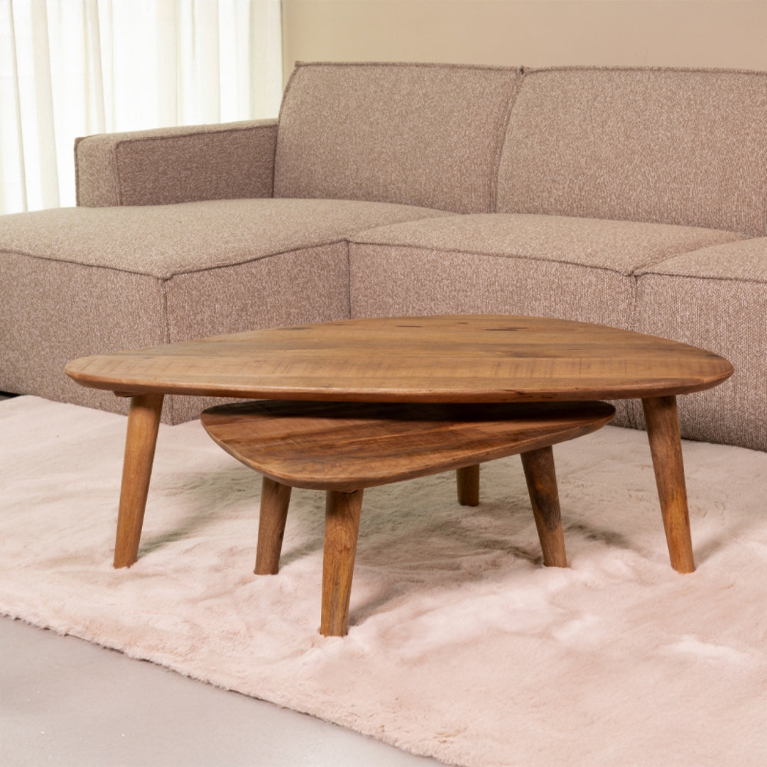 Label51 - Set de tables basses Gregg - Bois de manguier - Naturel - 110 x 64 x 38 cm