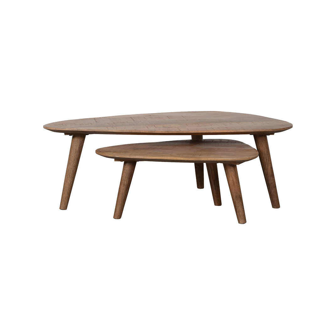 Label51 - Set de tables basses Gregg - Bois de manguier - Naturel - 110 x 64 x 38 cm