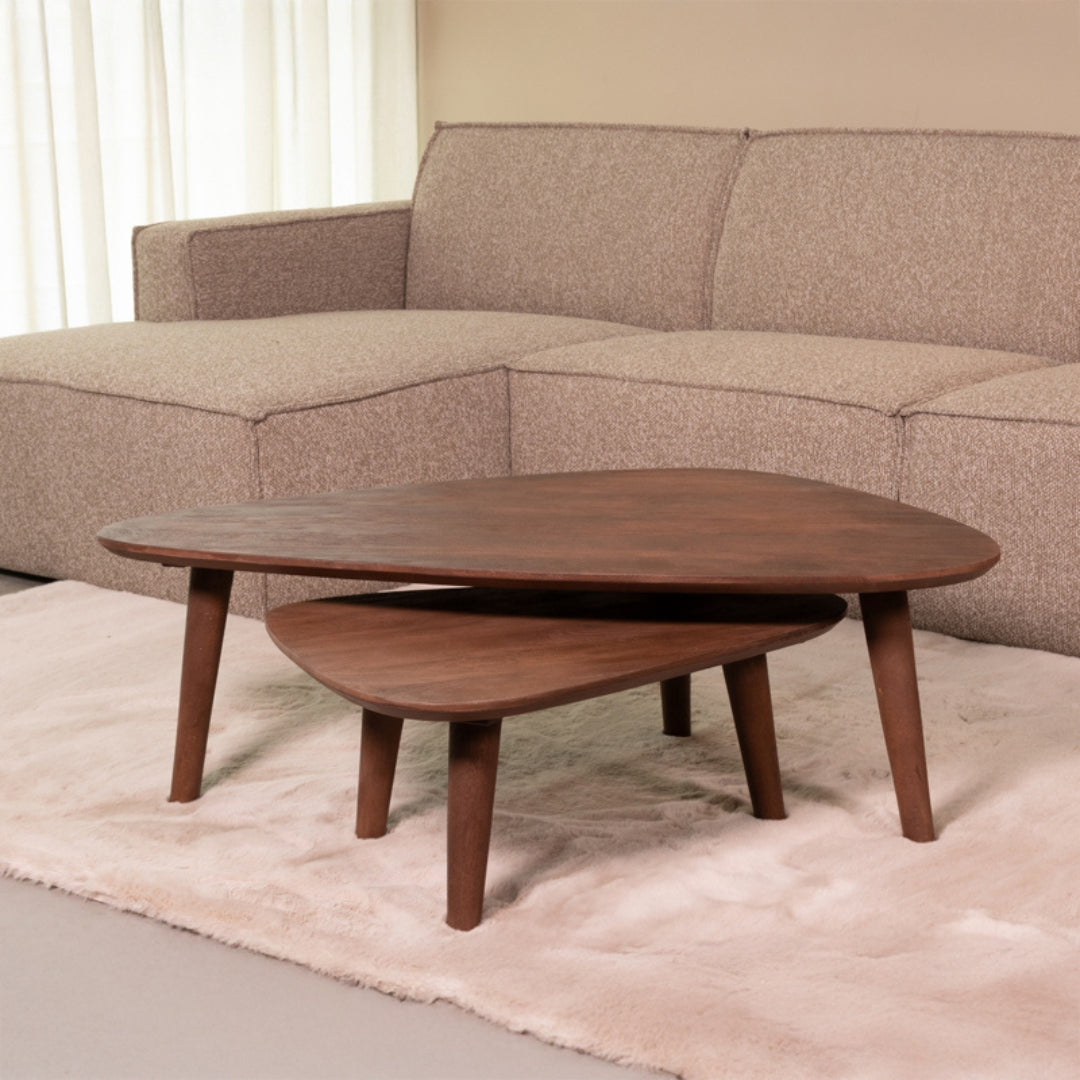 Label51 - Set de tables basses Gregg - Bois de manguier - Espresso - 110 x 64 x 38 cm