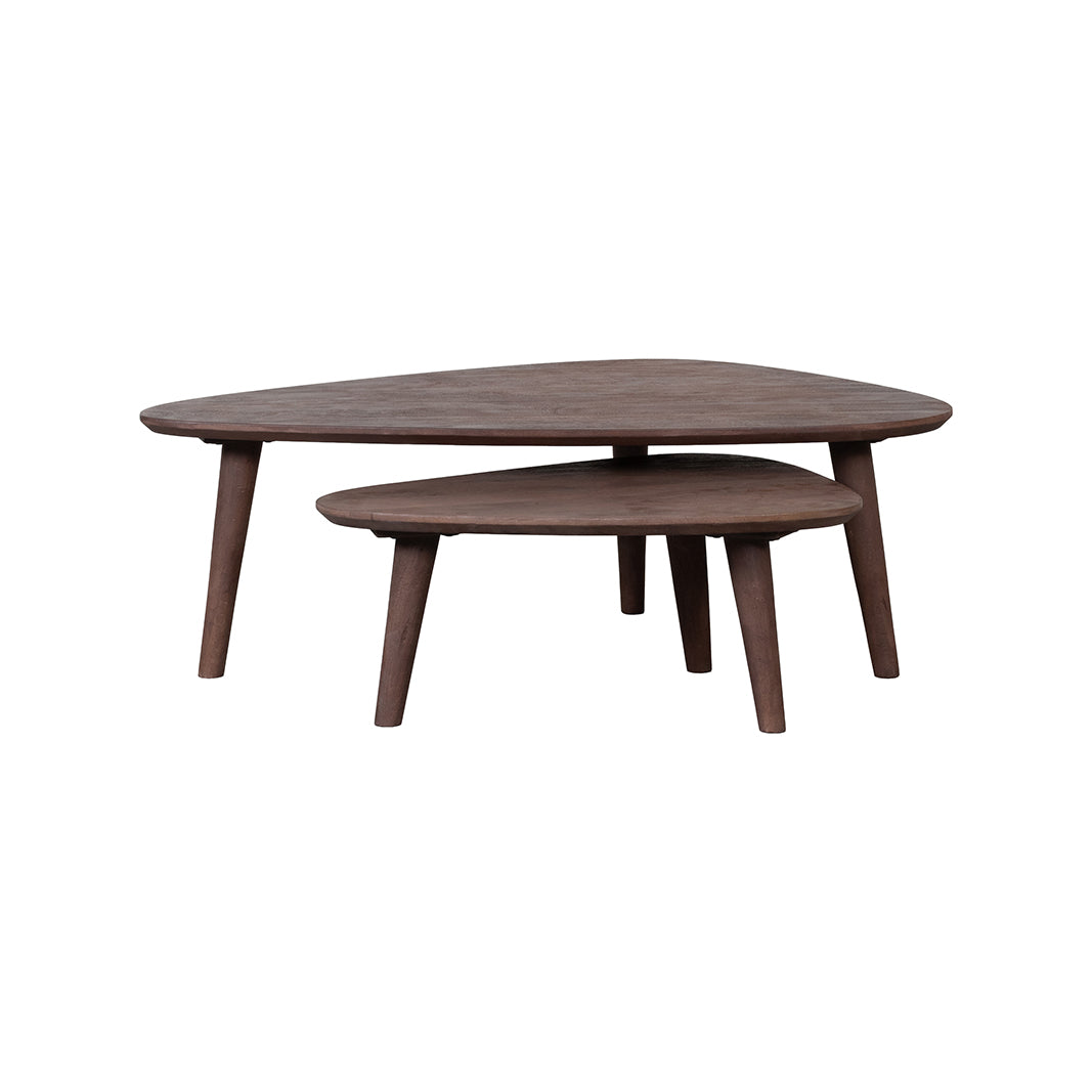 Label51 - Set de tables basses Gregg - Bois de manguier - Espresso - 110 x 64 x 38 cm