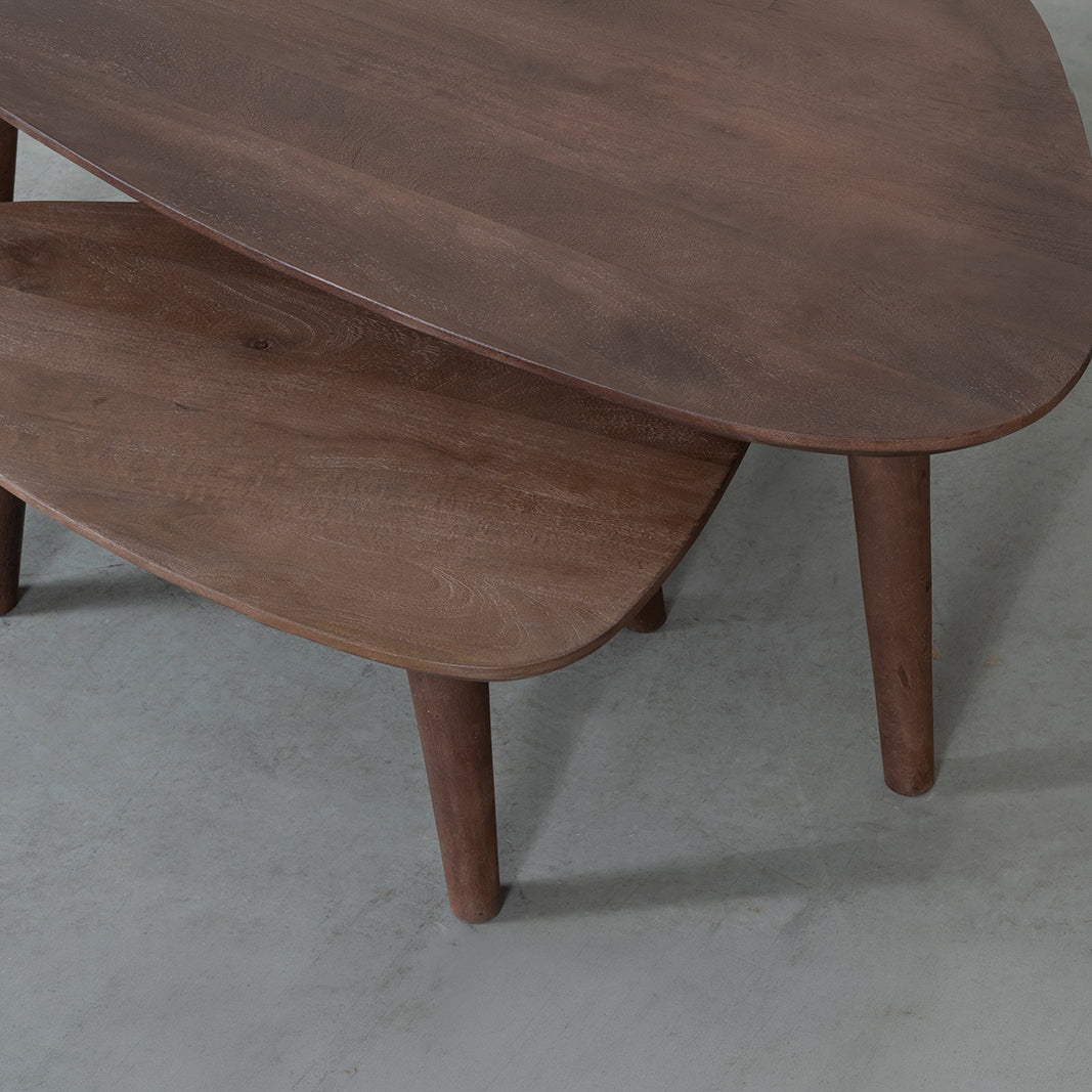 Label51 - Set de tables basses Gregg - Bois de manguier - Espresso - 110 x 64 x 38 cm