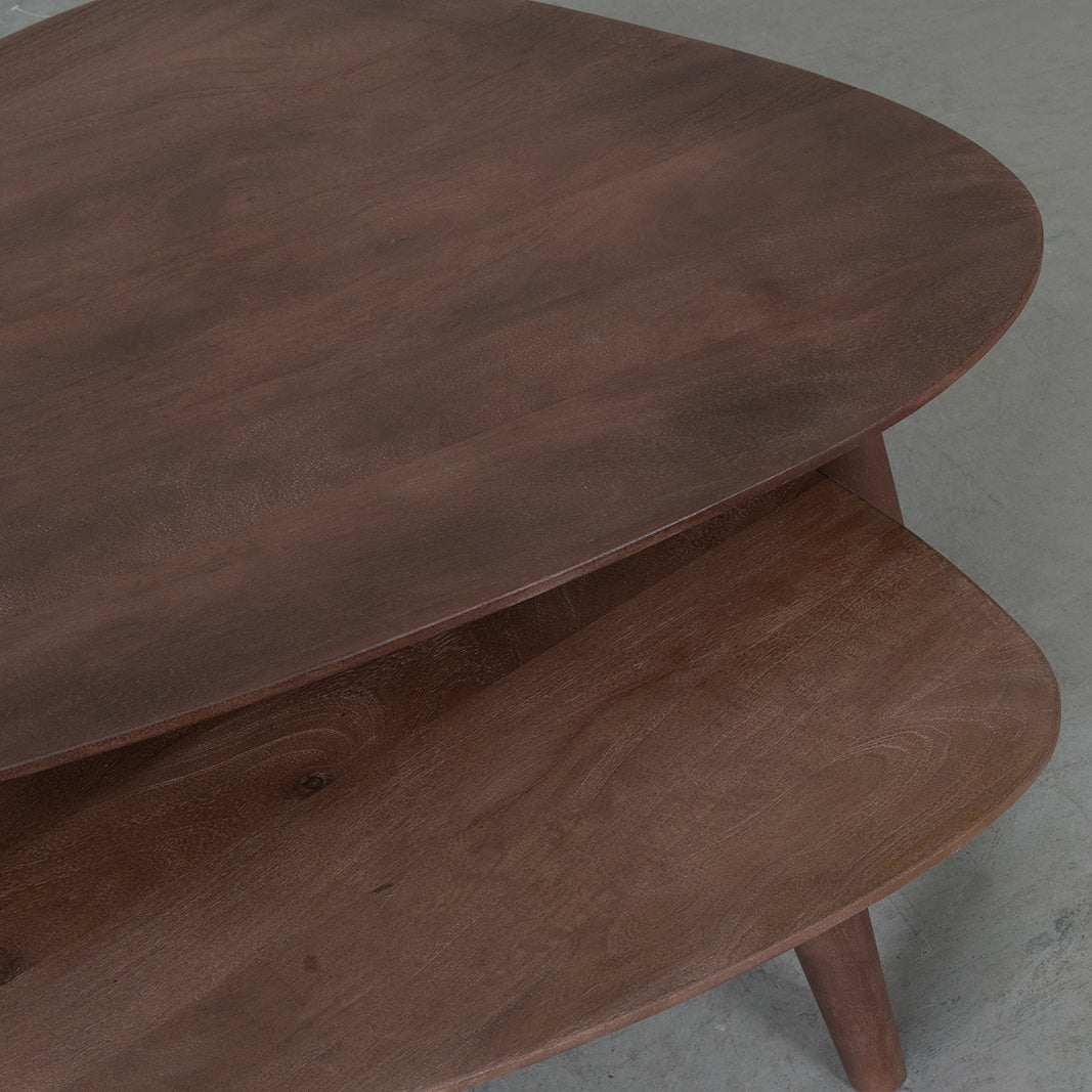 Label51 - Set de tables basses Gregg - Bois de manguier - Espresso - 110 x 64 x 38 cm