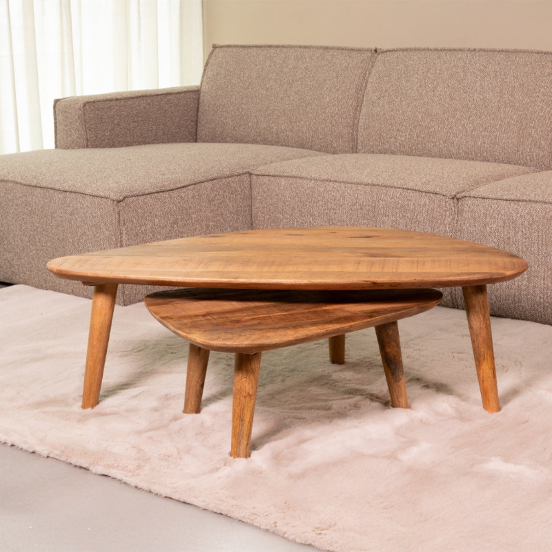 Label51 - Set de tables basses Gregg - Bois de manguier - Natural Rough - 110 x 64 x 38 cm