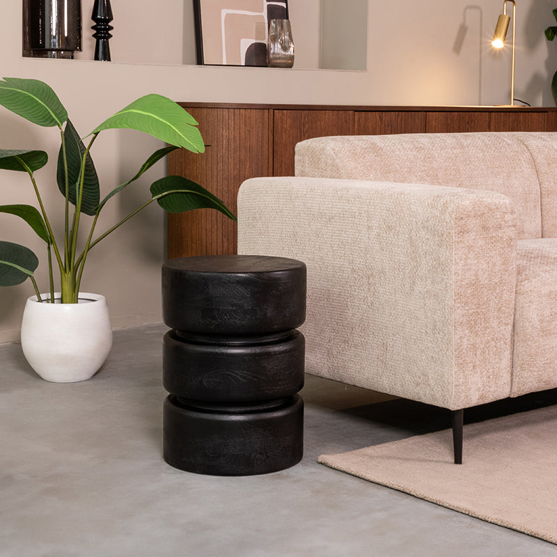 Label51 - Table d'appoint Milly - Bois de manguier - Noir - 35 x 35 x 47 cm