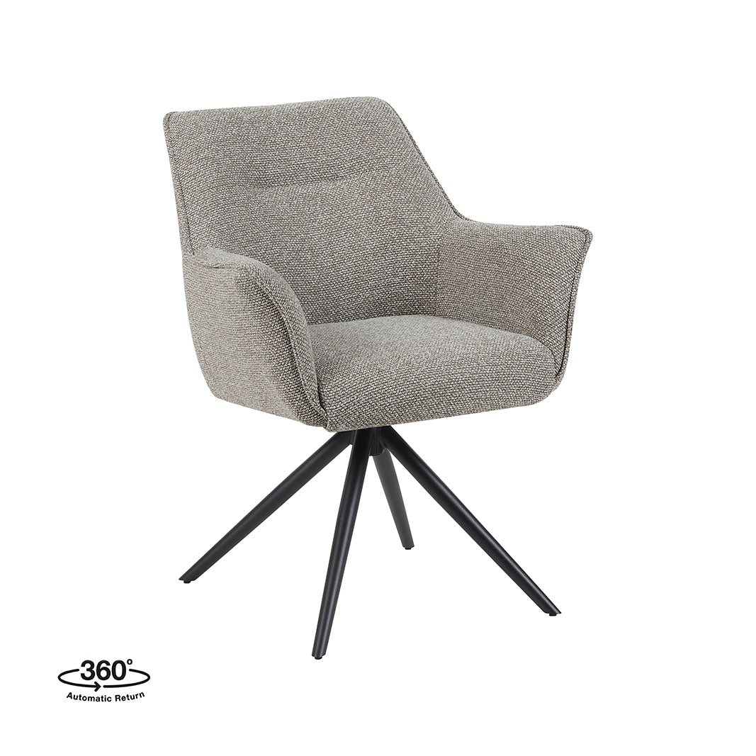 Label51 - Eetkamerstoel Kimora - Bouclé - Mushroom - 65 x 66 x 86 cm