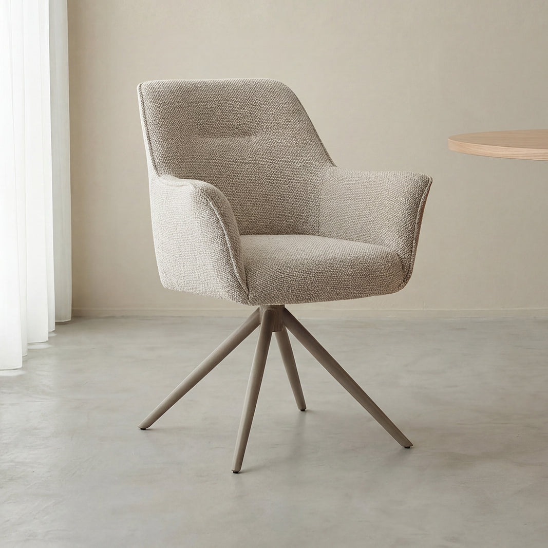 Label51 - Eetkamerstoel Kimora - Bouclé - Naturel - 65 x 66 x 86 cm