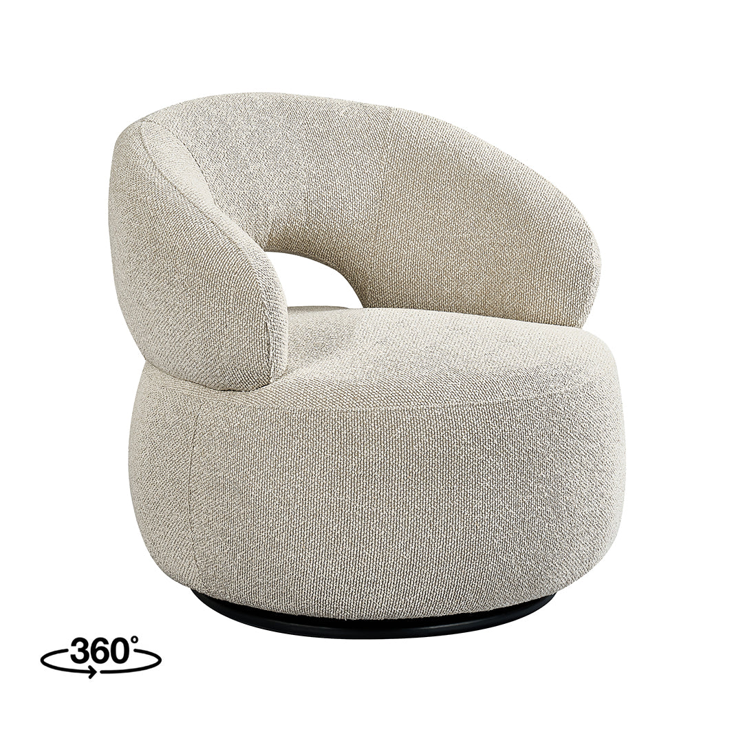 Label51 - Fauteuil pivotant Nusenna - Bouclé - Naturel - 82 x 81 x 73 cm