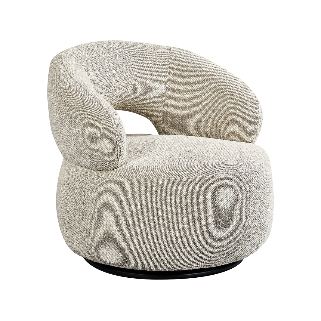 Label51 - Draaifauteuil Nusenna - Bouclé - Naturel - 82 x 81 x 73 cm