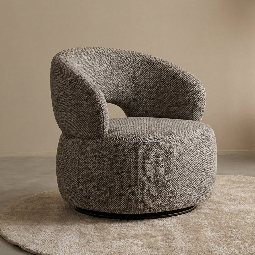Label51 - Fauteuil pivotant Nusenna - Bouclé - Champignon - 82 x 81 x 73 cm