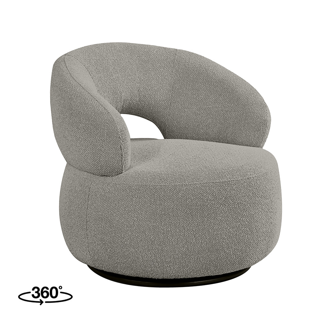 Label51 - Fauteuil pivotant Nusenna - Bouclé - Champignon - 82 x 81 x 73 cm